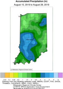 Indiana map accumulated precipitation in August