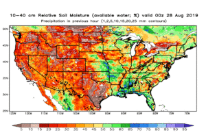 United States map of relative soil moisture 