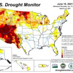 Figure 1. US Drought Monitor map released 17 June 2021 representing conditions as of 15 June 2021.