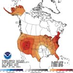 Figure 2. National three-month climate outlook of temperature relative to normal for August through September (source: Climate Prediction Center).