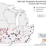Figure 2: Midwest daily high temperature records broken or tied during the week of April 1-7, 2023.