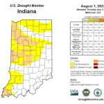 Figure 1. U.S. Drought Monitor status for Indiana based upon conditions through Tuesday, August 1, 2023.
