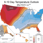 Figure 1: The National Weather Service's Climate Prediction Center forecasts below normal temperatures for most of the eastern U.S., save Florida, for the first week of September.