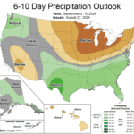 Figure 2: The CPC is predicting a very likely chance of below normal precipitation for Indiana for the first week of September.