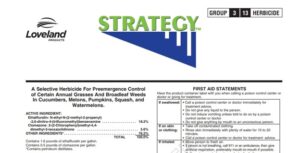 Figure 1. Strategy® herbicide label displaying to active ingredients. (Figure credit: Loveland Products)